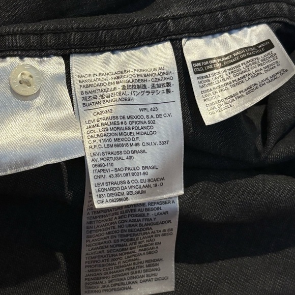 LEVI’S Women Black White Pearl Snap Button Western Denim Shirt Size Medium - Picture 7 of 8